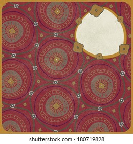 Place for text card frame with circles on claret, vector