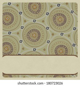 Place for text card frame with circles on green, vector