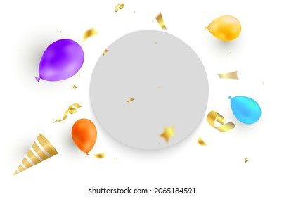 Place for the text of congratulations and invitations with balloons. Vector.	