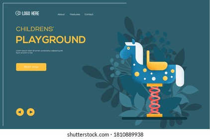 Place for text, place for copying. Baby ride concept flyer, web banner, ui header, enter site. Layout illustration modern slider page. Children's swing vector illustration