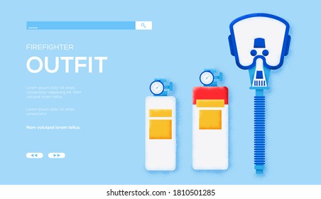 Place for text, place for copying. Gas mask concept flyer, web banner, ui header, enter site. Layout illustration modern slider page. Grain texture and noise effect.