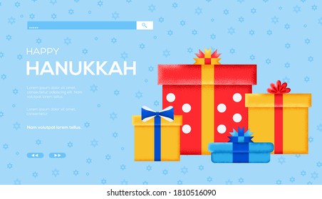 Place for text, place for copying. Gifts concept flyer, web banner, ui header, enter site. Layout illustration modern slider page. Grain texture and noise effect.