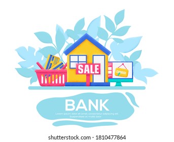 Place for text, place for copying. Internet bank concept flyer, web banner, ui header, enter site. Layout illustration modern slider page. Grain texture and noise effect.