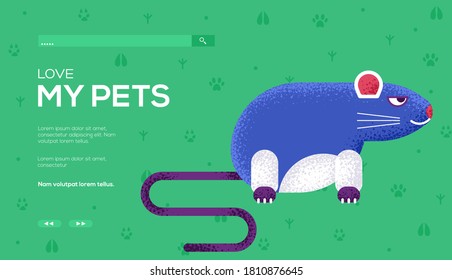 Lugar para texto, lugar para copiar. Volante de concepto del ratón, banner web, encabezado ui, entrar en el sitio. Ilustración de diseño página deslizante moderna. Textura del grano y efecto de ruido.