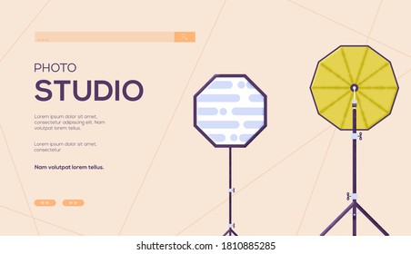 Place for text, place for copying. Oktoboks concept flyer, web banner, ui header, enter site. Layout illustration modern slider page. Grain texture and noise effect.