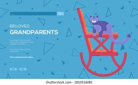 Place for text, place for copying. Rocking chair concept flyer, web banner, ui header, enter site. Layout illustration modern slider page. Grain texture and noise effect.