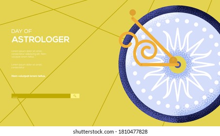 Place for text, place for copying. Sundial concept flyer, web banner, ui header, enter site. Layout illustration modern slider page. Grain texture and noise effect.