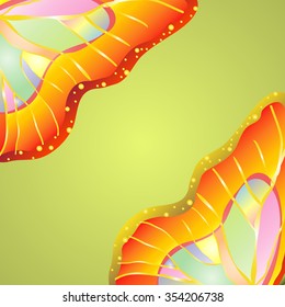 Place for text, formed sticking out of opposite corners of the wing part of the bright multi-colored butterflies tropical. All isolated.