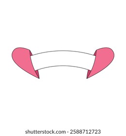 place for text. A heart divided into two parts and inside there is a piece of paper with a message or prediction