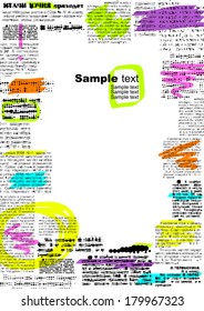 Place for text of imitation newspaper with notes.