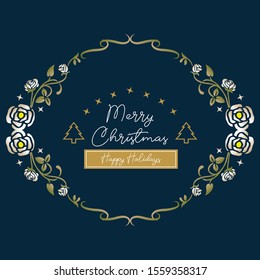 Place for text, merry christmas happy holiday, with vintage leaf flower frame texture. Vector
