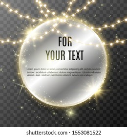 Place for text. Round banner. Lights vector. Lights on a transparent background. Vector design