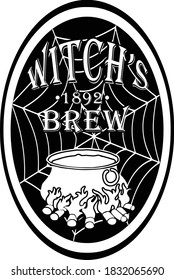 Place this label on all all your nefarious potions.  This cut file design consists of a witch's cauldron accompained with the words witch's brew. 