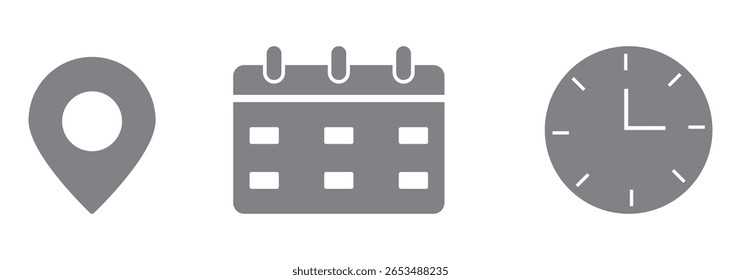 place, time and date icon set. position ,business vector design time and date icon for app and website