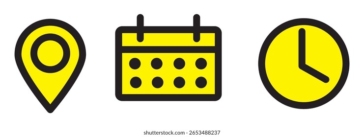 place, time and date icon set. position ,business vector design time and date icon for app and website