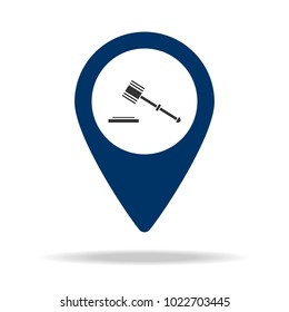 place of trial in blue map pin icon. Element of map point for mobile concept and web apps. Icon for website design and development, app development. Premium icon on white background