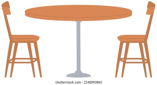 Hay un café o un restaurante. Mesa con sillas, mobiliario y elementos interiores. Organización del lugar de reunión o de la fecha. Mesa de comedor y sillas de madera aisladas de fondo blanco