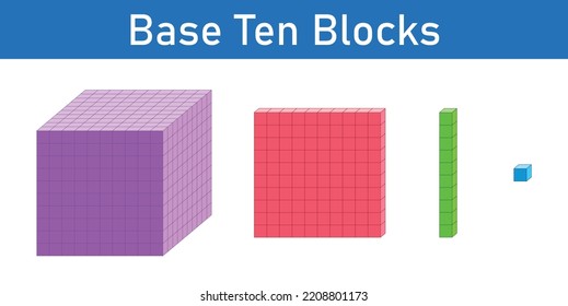 Place value base 10. Base ten blocks for kids preschool.