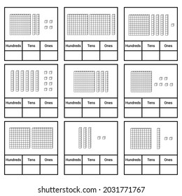 place value chart. one tens and hundreds