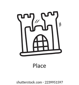 Platzieren Sie Vektorgrafik-Outline-Icon-Design-Illustration. Mittelalterliches Symbol auf weißem Hintergrund EPS10-Datei