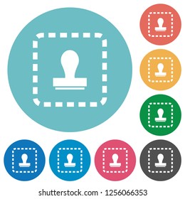 Place watermark flat white icons on round color backgrounds