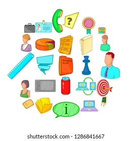 Place for work icons set. Cartoon set of 25 place for work vector icons for web isolated on white background