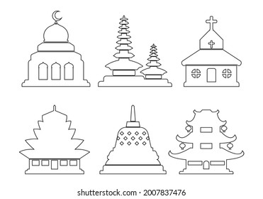 Place Of Worship Icon Design Line Art