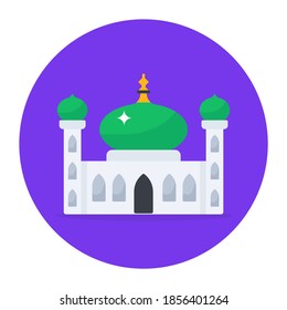 Place of worship for Muslims, holy mosque in modern editable flat style 