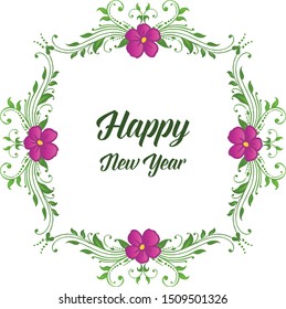 Place for your text, celebration happy new year background, with purple flower frame. Vector