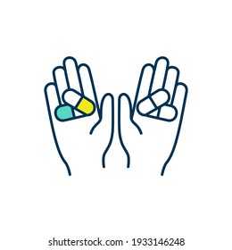 Placebo Drug Use RGB Color Icon. Placebo Treatment Effect. Patient Care. Psychological Factors. Therapeutic Value Absence. Fake Treatment. Safe Medication Utilization. Isolated Vector Illustration