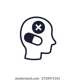 Icono de efecto placebo con una píldora