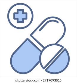 Placebo Pill Blue Icon Vetor Ilustração