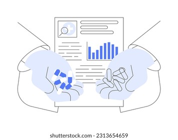 Placebo-kontrollierte Studie abstrakte Konzeption Vektorgrafik. Patienten, die Pillen aus den verfügbaren Varianten des Arztes, klinische Forschung, Placebo-Effekt, Behandlungsprozess abstrakte Metapher wählen.