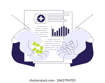 Placebo-controlled trial abstract concept vector illustration. Patient choosing pills from available variants from doctor, clinical research, placebo effect, treatment process abstract metaphor.