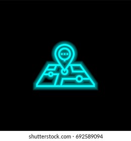 Placeholder blue glowing neon ui ux icon. Glowing sign logo vector