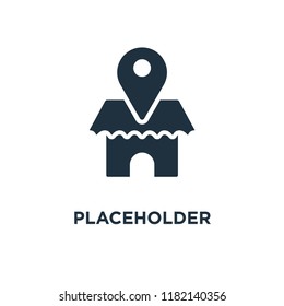 Placeholder icon. Black filled vector illustration. Placeholder symbol on white background. Can be used in web and mobile.