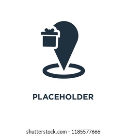 Placeholder icon. Black filled vector illustration. Placeholder symbol on white background. Can be used in web and mobile.