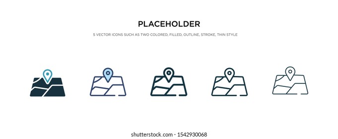 placeholder icon in different style vector illustration. two colored and black placeholder vector icons designed in filled, outline, line and stroke style can be used for web, mobile, ui