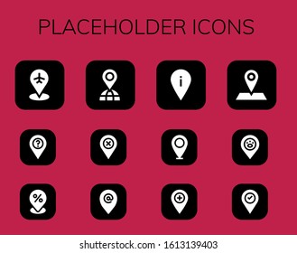 placeholder icon set. 12 filled placeholder icons.  Simple modern icons such as: Placeholder