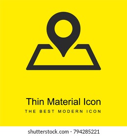 Placeholder on map paper in perspective bright yellow material minimal icon or logo design