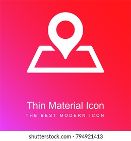 Placeholder on map paper in perspective red and pink gradient material white icon minimal design