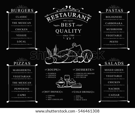 Placemat design template, vector illustration. Hand drawn diner cover. Creative restaurant menu brunch flyer for print materials, web site