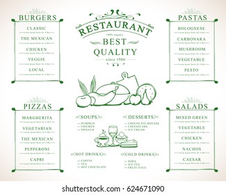 Placemat design template,vector illustration background.Modern hand drawn diner cover.For web site,print materials,poster,placard and brochure.Also useful for ad,marketing on social network and blog