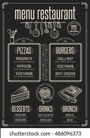 Placemat menu restaurant food brochure, cafe template design. Creative vintage brunch flyer with hand-drawn graphic. 