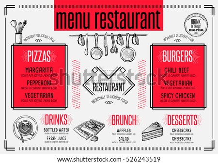 placemat menu restaurant food brochure cafe のベクター画像素材