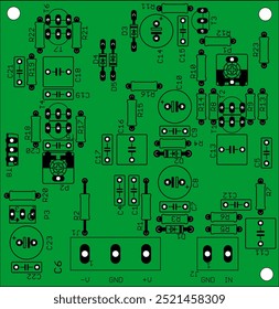 Placement of components of radio elements (contact
pads and seats) on printed circuit
board of electronic device.
Vector engineering 
drawing of pcb. Electric background. 
Computer technic cad design.