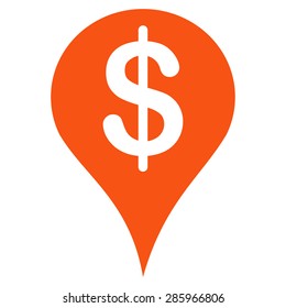 Placement icon from Business Bicolor Set. This flat vector symbol uses orange color, rounded angles, and isolated on a white background.