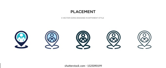 placement icon in different style vector illustration. two colored and black placement vector icons designed in filled, outline, line and stroke style can be used for web, mobile, ui