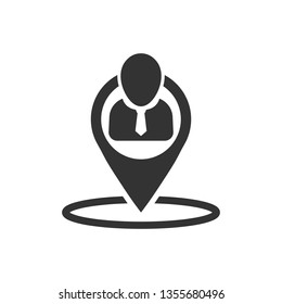 Placement icon in flat style. People pin vector illustration on white isolated background. Navigation business concept.