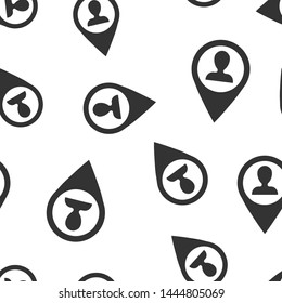 Placement icon seamless pattern background. People pin vector illustration on white isolated background. Navigation business concept.